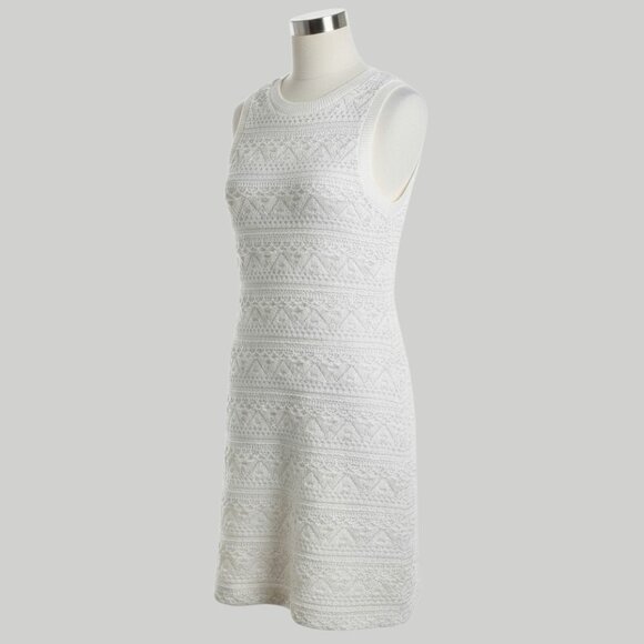 Anthropologie Sleeveless Textured Knit Shift Dress White Ivory Lace Pattern S - Picture 1 of 13